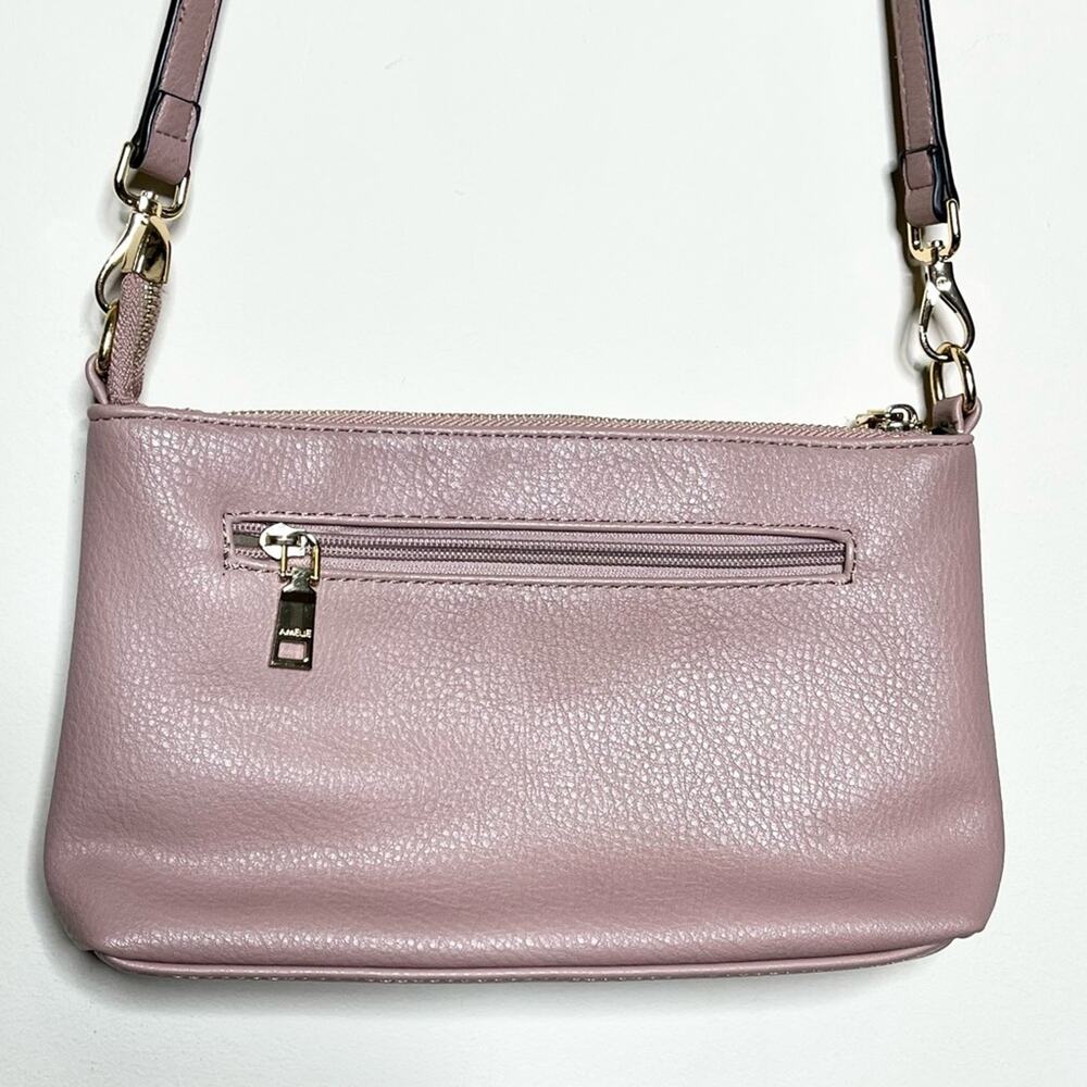 AMELIE GALANTI small rose pink faux leather crossbody purse w/gold hardware - Picture 3 of 8